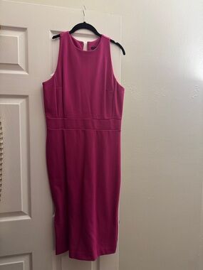Ann Taylor Sleeveless Fuchsia Midi Sheath Dress